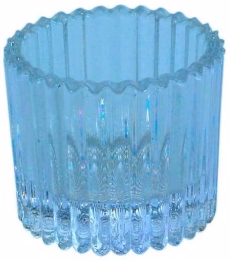 KDMD Blue Harrison Ribbed Glass Tealight Holder, 10 Pack, Diameter: 4.5 cm