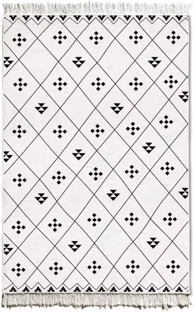 The Mia UK Reversible Boho Kilim Rug, Black and White, W: 180 cm, D: 120 cm