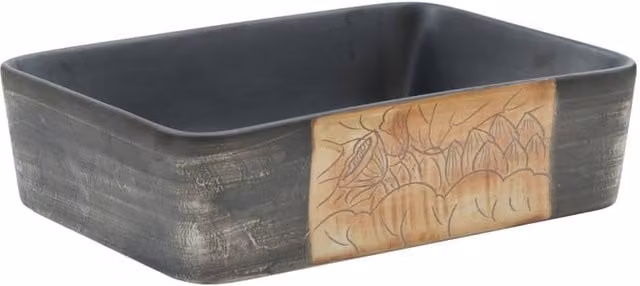 Berkfield Home Rectangular Ceramic Countertop Basin in Black and Brown, W: 46 cm, D: 35.5 cm, H: 13 cm