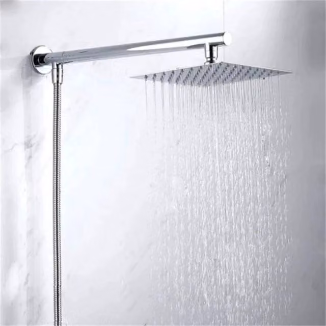 Kelvenix 10 inch Square Rainfall Overhead Shower Head in Silver Chrome
