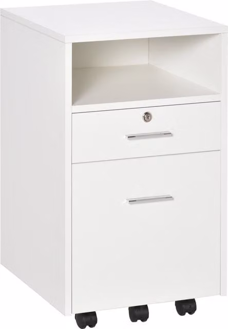 Vinsetto Lockable Mobile File Cabinet by Aosom UK, White, W: 39.5 cm, D: 40 cm, H: 60 cm