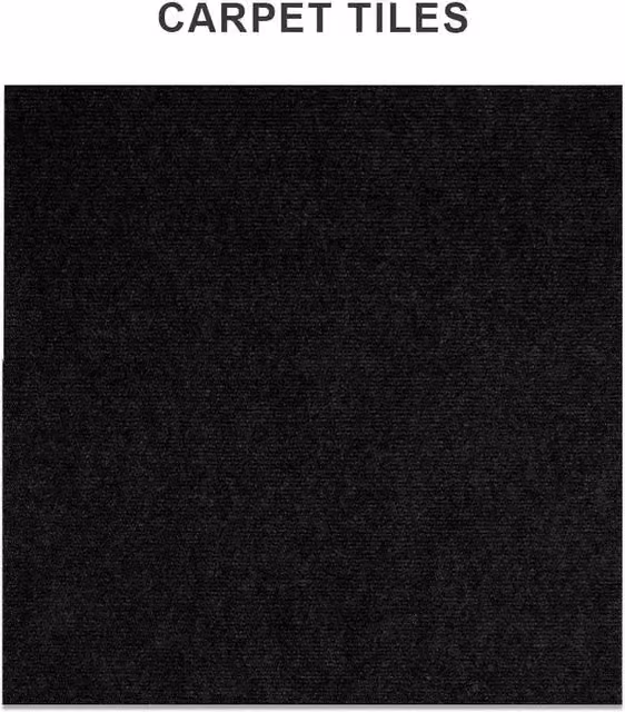 PAWNORA 20pcs Black Polyester Carpet Tiles