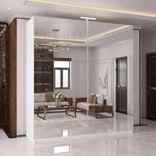 MN Furniture White Sliding Door Wardrobe with Full Mirror and Integrated LED Lighting, Width: 200 cm