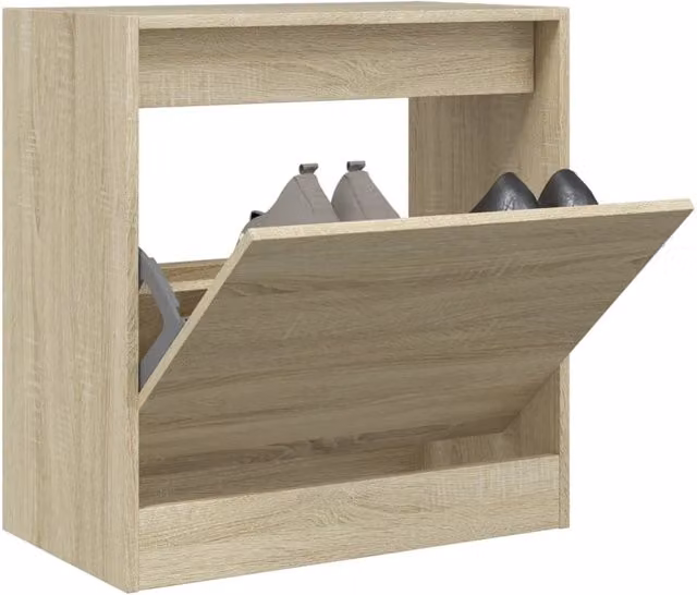 Berkfield Home Sonoma Oak Shoe Cabinet in Brown, W/D/H: 60 x 34 x 63.5 cm