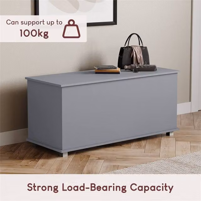 SPETLEK Modern Grey Storage Ottoman Toy Chest for Children's Bedrooms