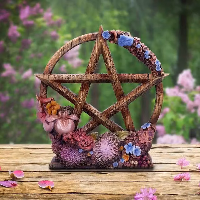 Nemesis Now Spring Floral Decorative Pentagram Star Ornament, Multicolour, Height: 16.5 cm
