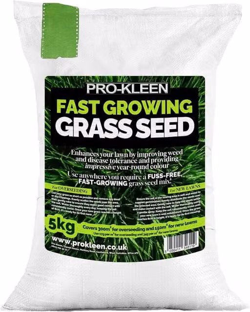 ProKleen Fast Growing Grass Seed, 5kg, for New Lawns, Overseeding and Patch Repair