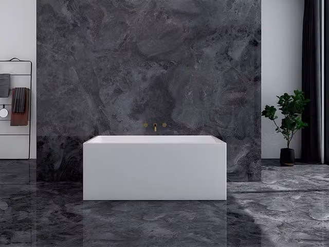 Vente-unique Freestanding Rectangular Acrylic Bathtub in White, W/D/H: 150 x 75 x 60 cm