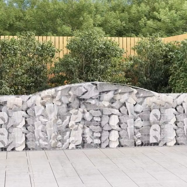 Berkfield Home Arched Gabion Baskets, 2 Piece Set, Silver Galvanised Steel, W: 400 cm, D: 30 cm, H: 80-100 cm