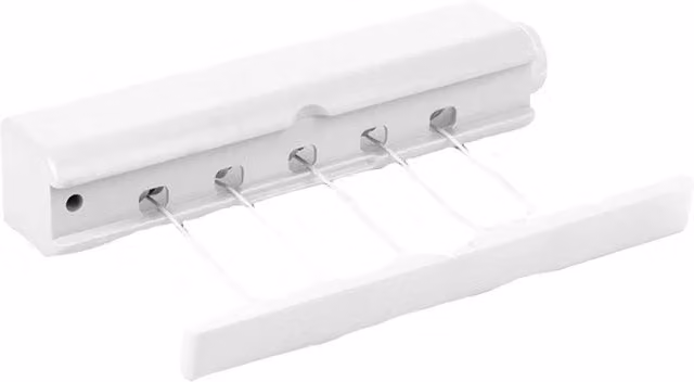 Orwell White Retractable 5 Line Pull Out Wall Mounted Clothes Line with Tensioner, 18m