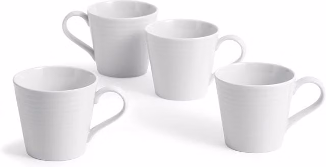 Royal Doulton Gordon Ramsay Maze White Stoneware Mugs, 400 ml, Set of 4