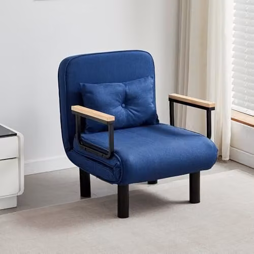 MCC Direct 4-in-1 Folding Single Sofa Bed and Convertible Lounge Sleeper Chair in Blue