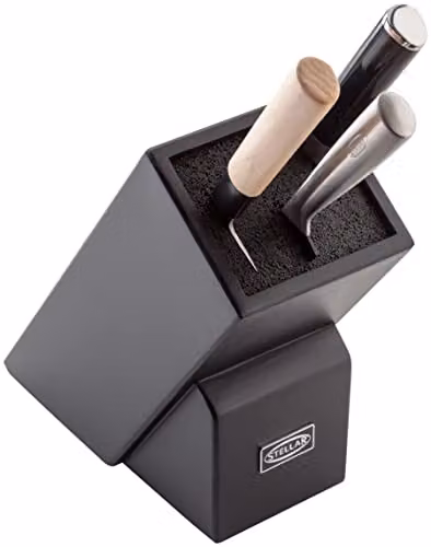 Stellar Black Universal Knife Block with Fibre Rods and Scissors Block featuring a Non-Slip Base