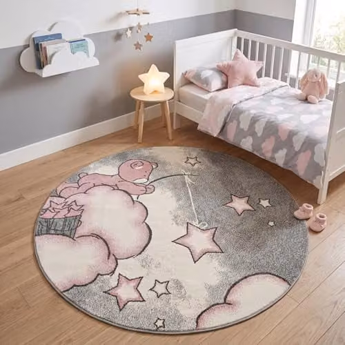 Bravich Pink Baby Bear Kids Round Rug, Diameter: 160 cm