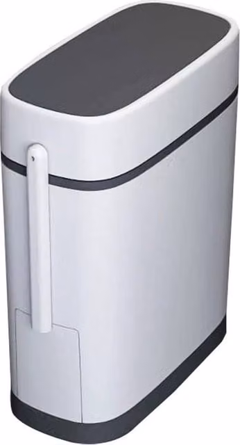 FLAVORA White Plastic Toilet Brush and Covered Waste Bin Set