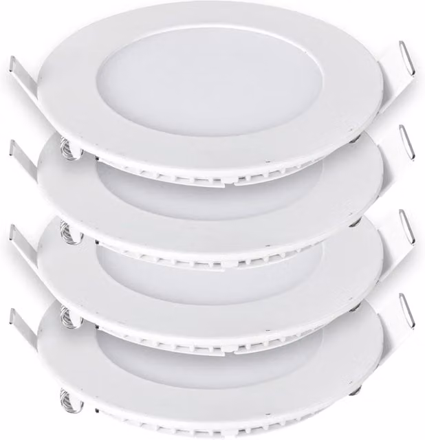 EnerJ Smart 18W Recessed Round LED Downlight, 6000K Cool White, Diameter: 22 cm, Pack of 4, White