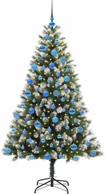 Berkfield Home Lush Artificial Hinged Christmas Tree with Flocked Snow, Green and White, Height: 180 cm