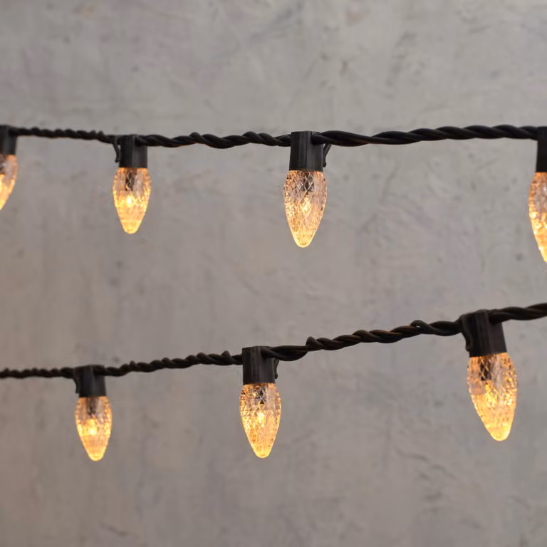 Lights4fun Plus Connect 55m C9 LED Fairy Lights with 275 Warm White Bulbs and Black Cable