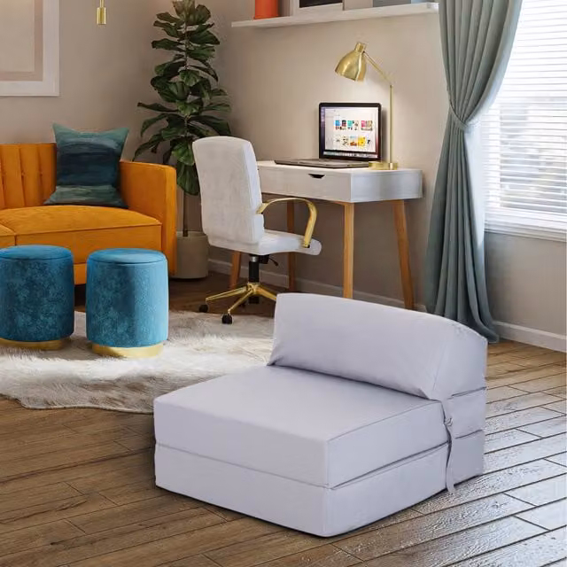 Ready Steady Bed Single Z Foldable Sofa Bed and Guest Mattress in Silver, W/D/H: 90 x 190 cm