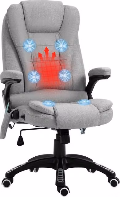 Rolipo Heated Massage Reclining Fabric Executive Office Chair in Light Grey
