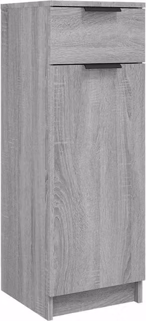 Berkfield Home Grey Sonoma Wall Mounted Bathroom Cabinet with Internal Drawers and Shelves, W/D/H: 32 x 34 x 90 cm