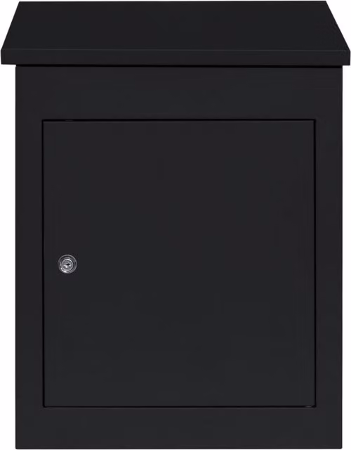 Monster Shop Black Wall Mounted Anti-Theft Combination Parcel Post Box in Galvanised Steel, W/D/H: 35 x 35 x 15 cm