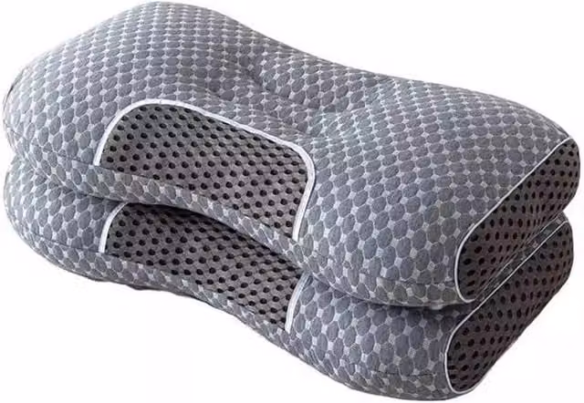VOGREX Pair of Orthopaedic Cervical Neck Support Pillows in Grey, W 66 cm x D 40 cm