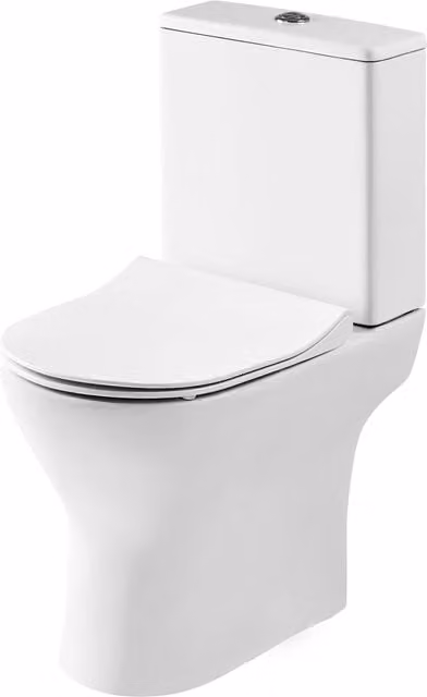 Balterley Compact Ceramic Toilet Pan with Cistern and Soft Close Sandwich Seat, White, W/D/H: 37.5 x 61 x 80 cm