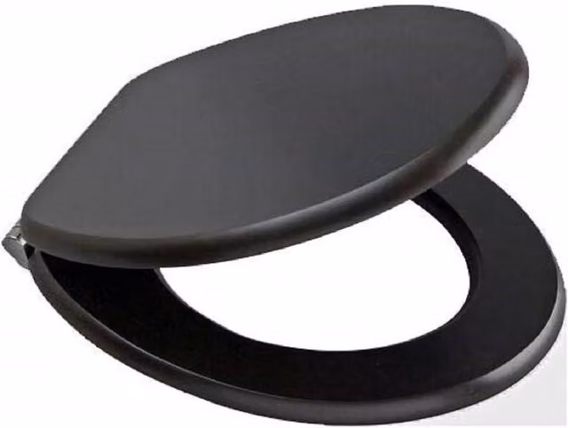 BARGAINS-GALORE Black MDF Universal Oval Bathroom WC Toilet Seat with Fittings