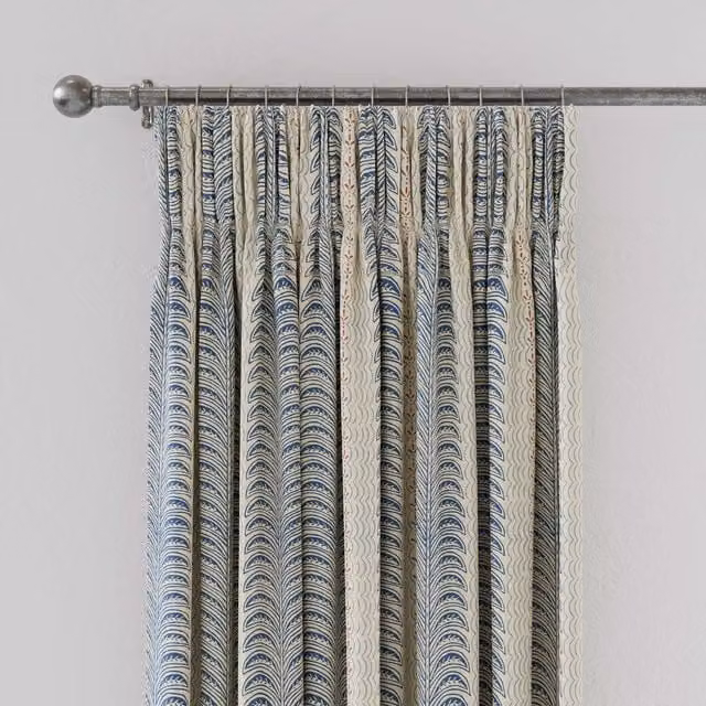 Land & Shore Fintra Striped Cotton Lined Curtains, Blue and Red, W: 167.64 cm, H: 137.16 cm
