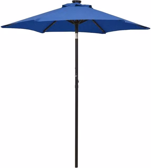 Berkfield Home Aluminium Parasol with LED Lights in Azure Blue, W: 200 cm, H: 211 cm