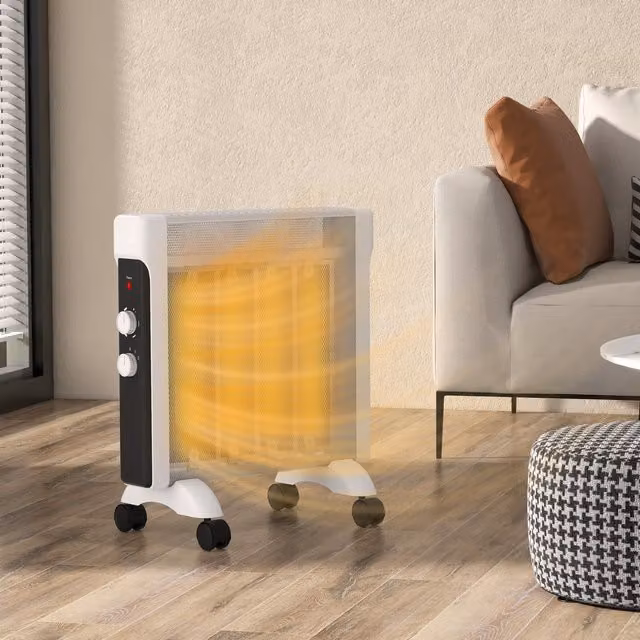 HOMCOM 2000W Portable White Convector Panel Heater with Tip-over and Overheat Protection