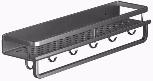 SPETLEK Wall Mounted Metal Kitchen Spice and Utensil Rack in Matt Black