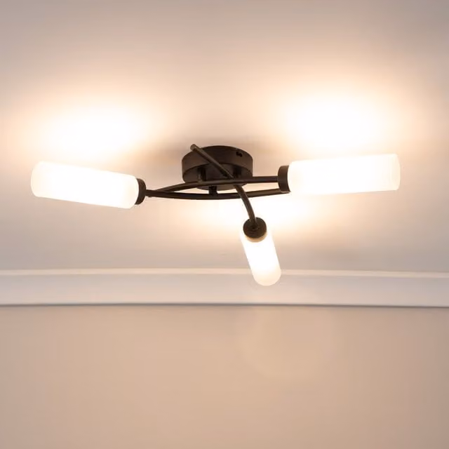 ValueLights Maya Curved 3 Way Flush Ceiling Light with LED Bulbs in Black