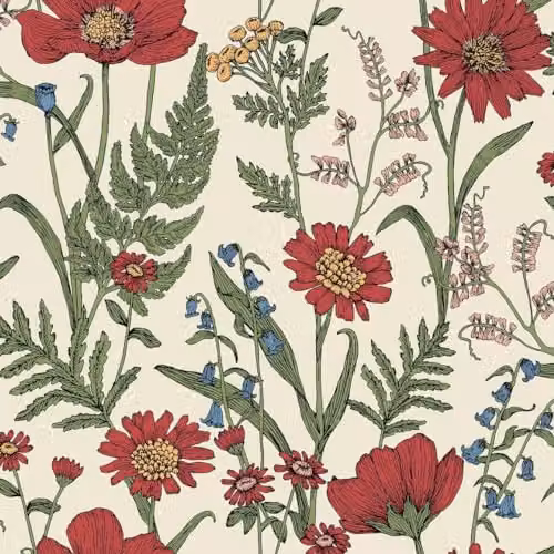 Fine Décor Wild Meadow Washable Floral Border in Red and Multicolour, W: 53 cm, H: 52 cm