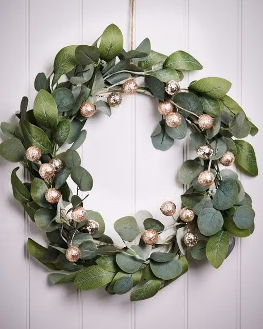 Dibor Giant Eucalyptus Sparkle Christmas Wreath in Green, Diameter: 55 cm