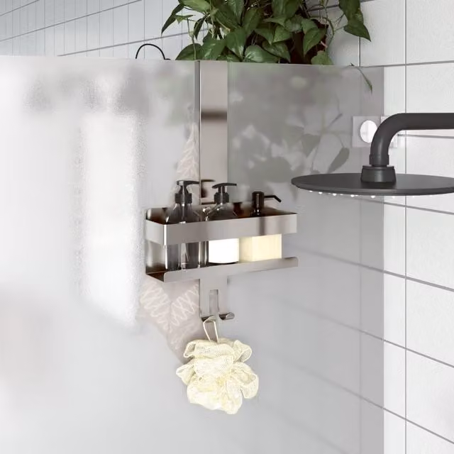 Berkfield Home Hanging Shower Caddy in Brushed Silver 304 Stainless Steel