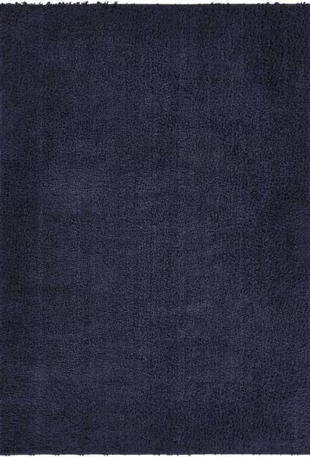 Desire Rugs Ainsley Modern Plain Round Shaggy Area Rug in Blue, Diameter: 120 cm