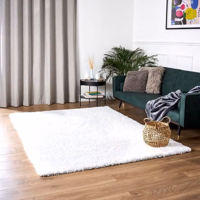 Bravich California Shaggy Rug in White, W: 200 cm, D: 140 cm