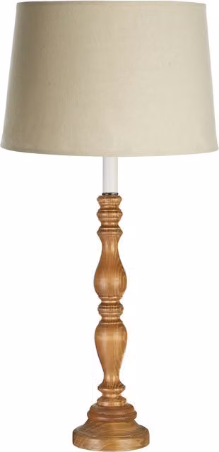 Orsina Antique Style Wooden Table Lamp with Fabric Shade in Brown and Beige