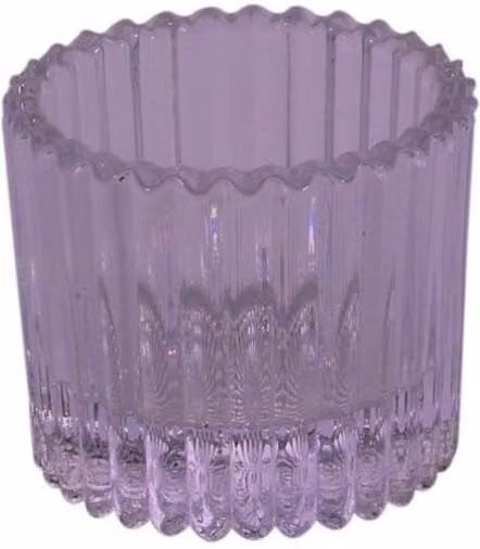 KDMD Purple Ribbed Glass Tealight Holder, 10 Pack, Diameter: 4.5 cm