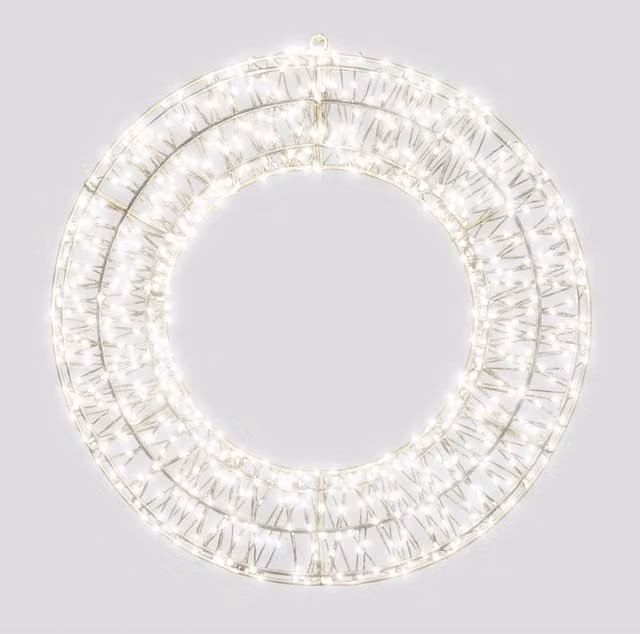 Pegdev Christmas Pre-Lit Micro LED Wreath with Timer, Cool White, 1200 LEDs, W: 70 cm, D: 9 cm