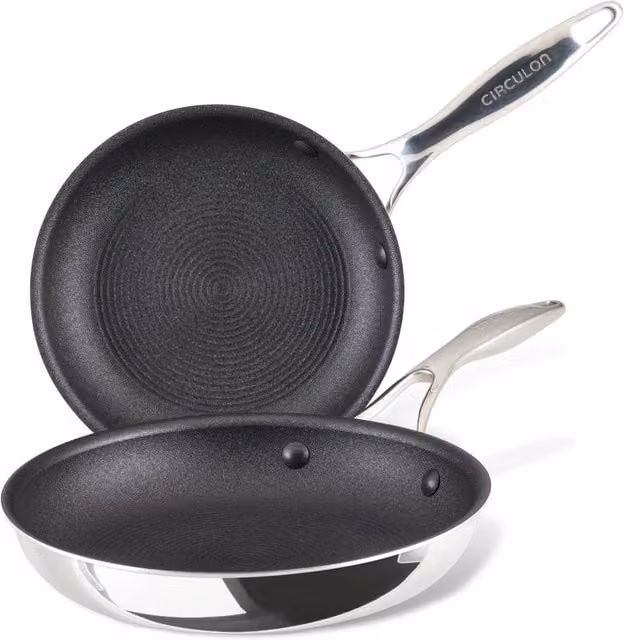 Circulon 2 Piece Silver Stainless Steel Extreme Non Stick Frying Pan Set