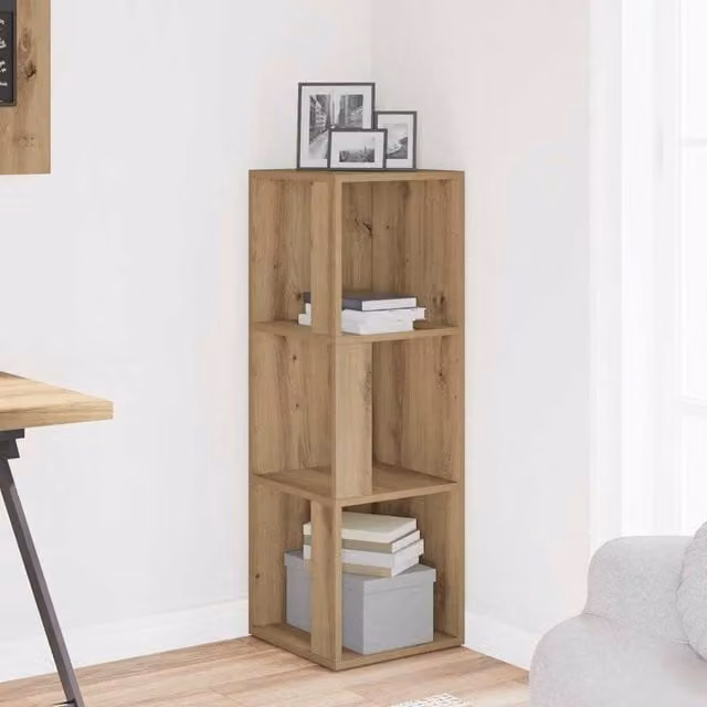 Berkfield Home Classic Corner Cabinet in Artisan Oak, Brown, W/D/H: 33 x 33 x 100 cm
