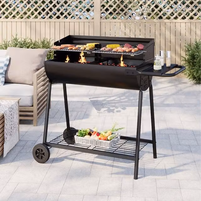 Breeins Black Steel Charcoal BBQ Cart Grill