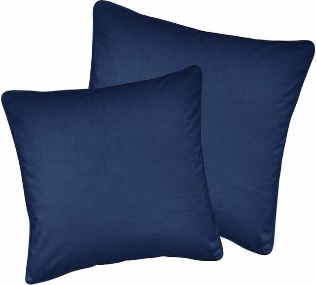 Enhanced Living Pair of Blue Velvet Square Cushion Covers, W/D/H: 55 x 55 x 55 cm