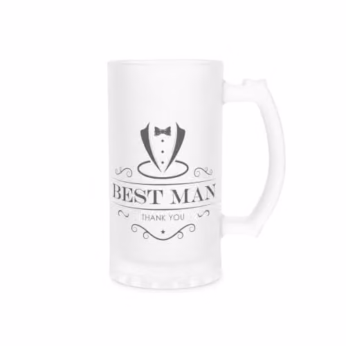 Purely Home Best Man Frosted Beer Glass Tankard in Black