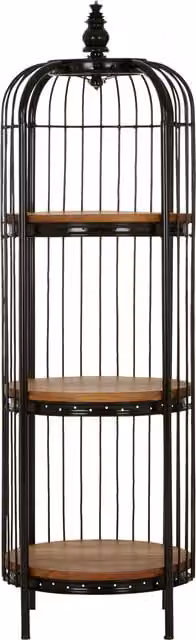 Orsina Black Birdcage Shelf Unit with Open Back Design, W/D/H: 56 x 56 x 150 cm