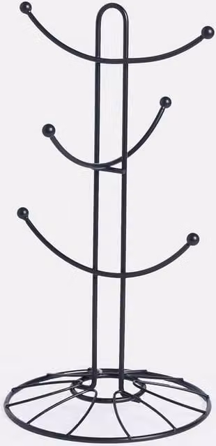 FLAVORA Metal Mug Tree Countertop Wire Cup Holder in Black, W/D/H: 15.0 x 35.0 x 15.0 cm