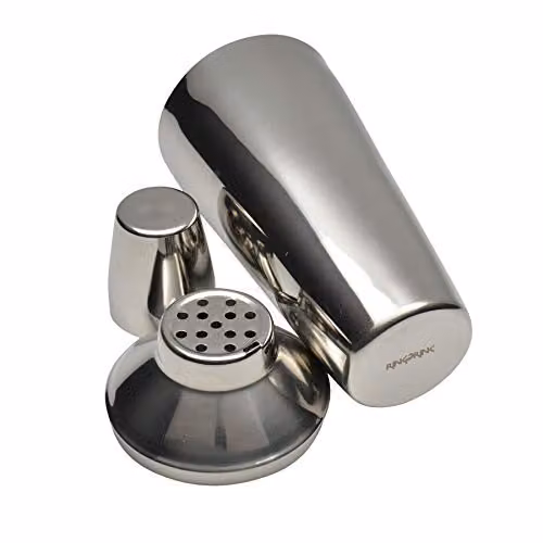 Rink Drink 3pc Manhattan Cocktail Shaker Set in Silver, 800ml Stainless Steel